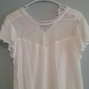 H&M Sheer White Lace Blouse